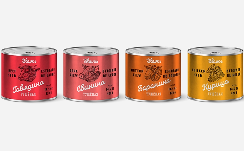 肉類罐頭包裝設計,純手繪