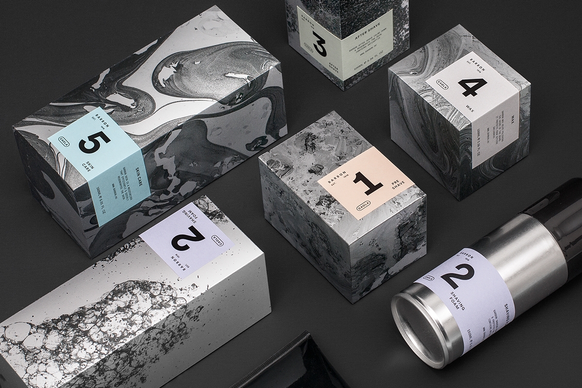 男士剃須系列產(chǎn)品包裝設(shè)計(jì)，包括全套的護(hù)膚化妝品